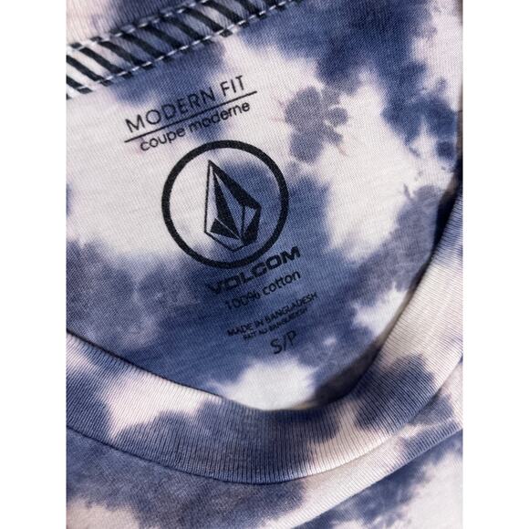 Y2K Volcom T shirt Mens Small Tye dye Blue White - Picture 2 of 4
